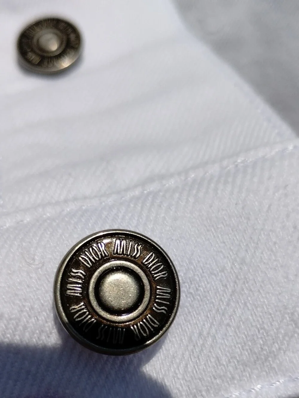 Dior White Denim Jacket with Navy 'Miss Dior' Embroidery 8